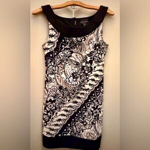 Connected Petite Apparel Black and White Floral Paisley Tank Dress